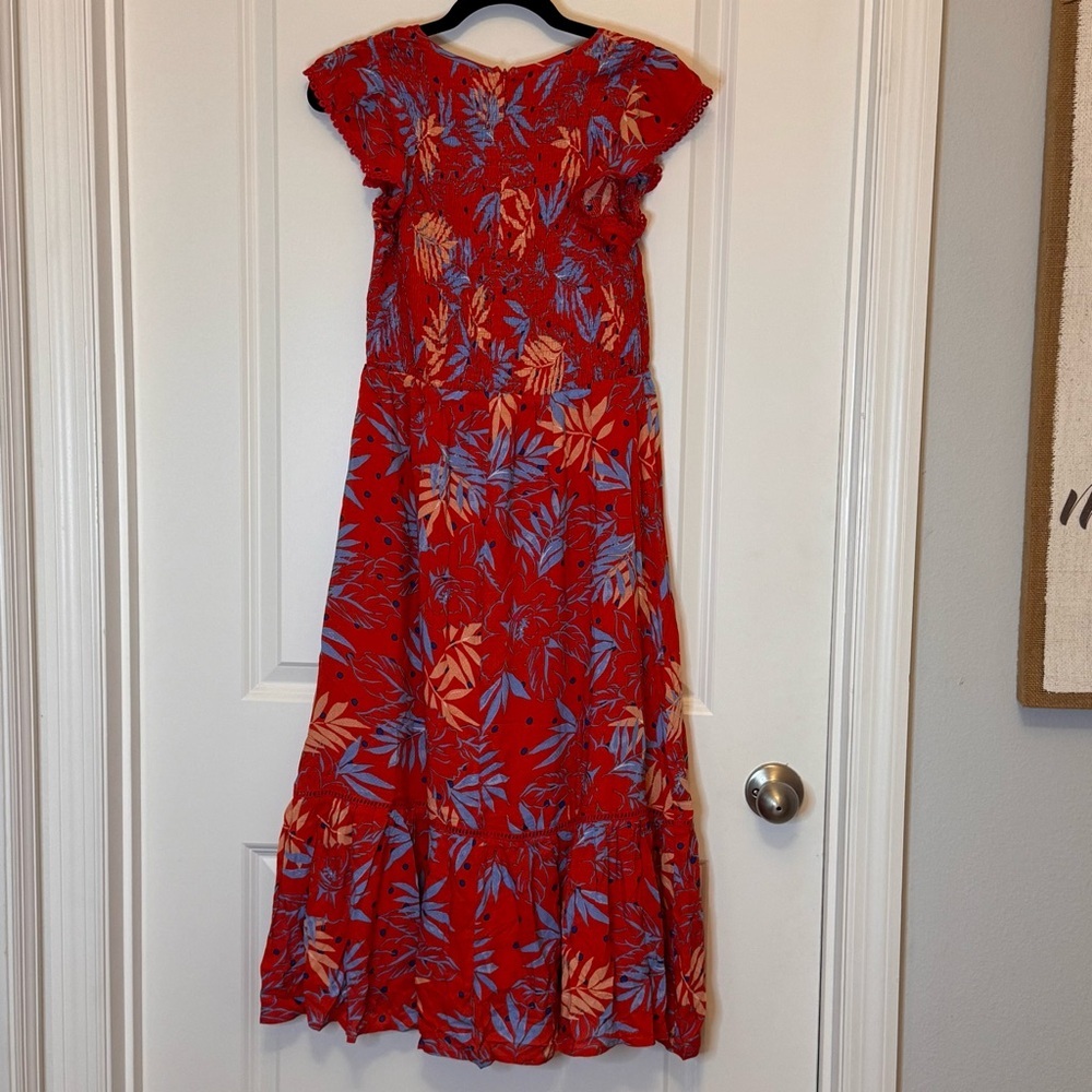 Lost + Wander Red and Blue Flutter Sleeve Sundress - Picture 3 of 6